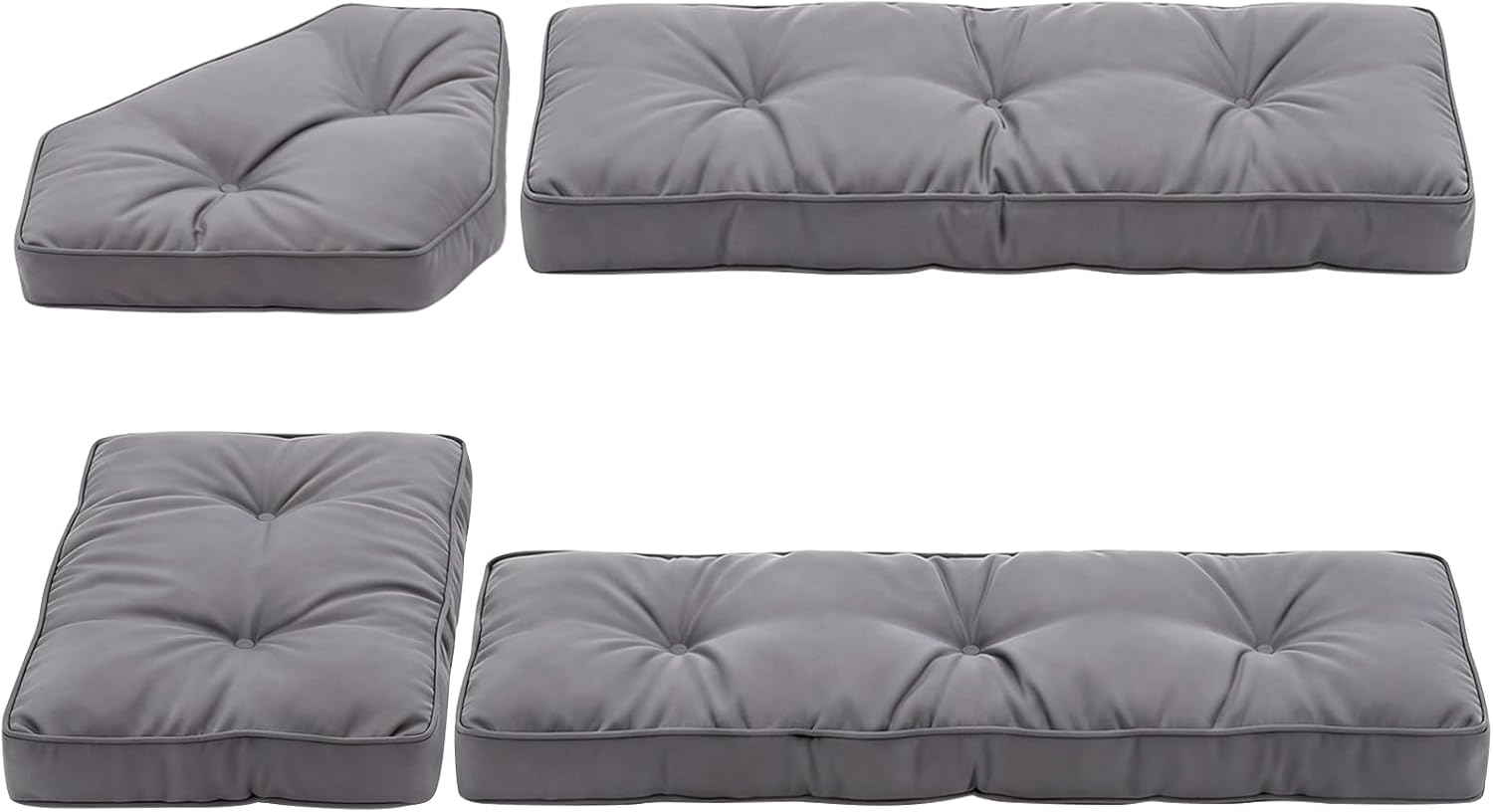 Breakfast Nook Cushions Set of 4, Waterproof Oxford Fabric Kitchen Nooks Cushions, Soft Polyester Filling Cozy Supportive Nooks Cushion, Breakfast Nook Cushion Cozy Dining Area Seating,Grey