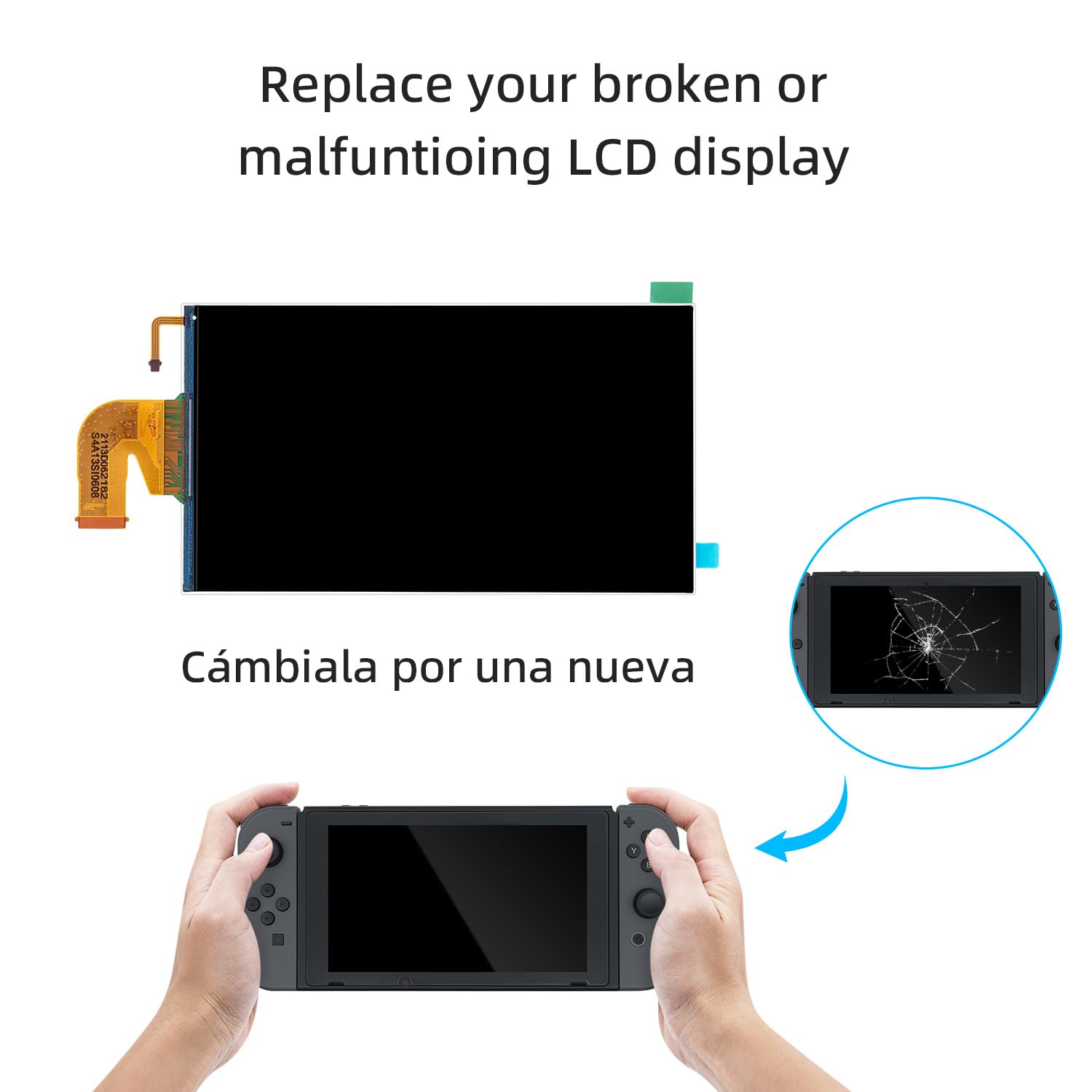 Wigearss Reemplazo de Pantalla LCD y Herramientas de Reparación para Nintendo Switch, Piezas de Reparación del Panel de Visualización de Reemplazo LCD sólo para Switch Consola(Incompatible Switch 2)