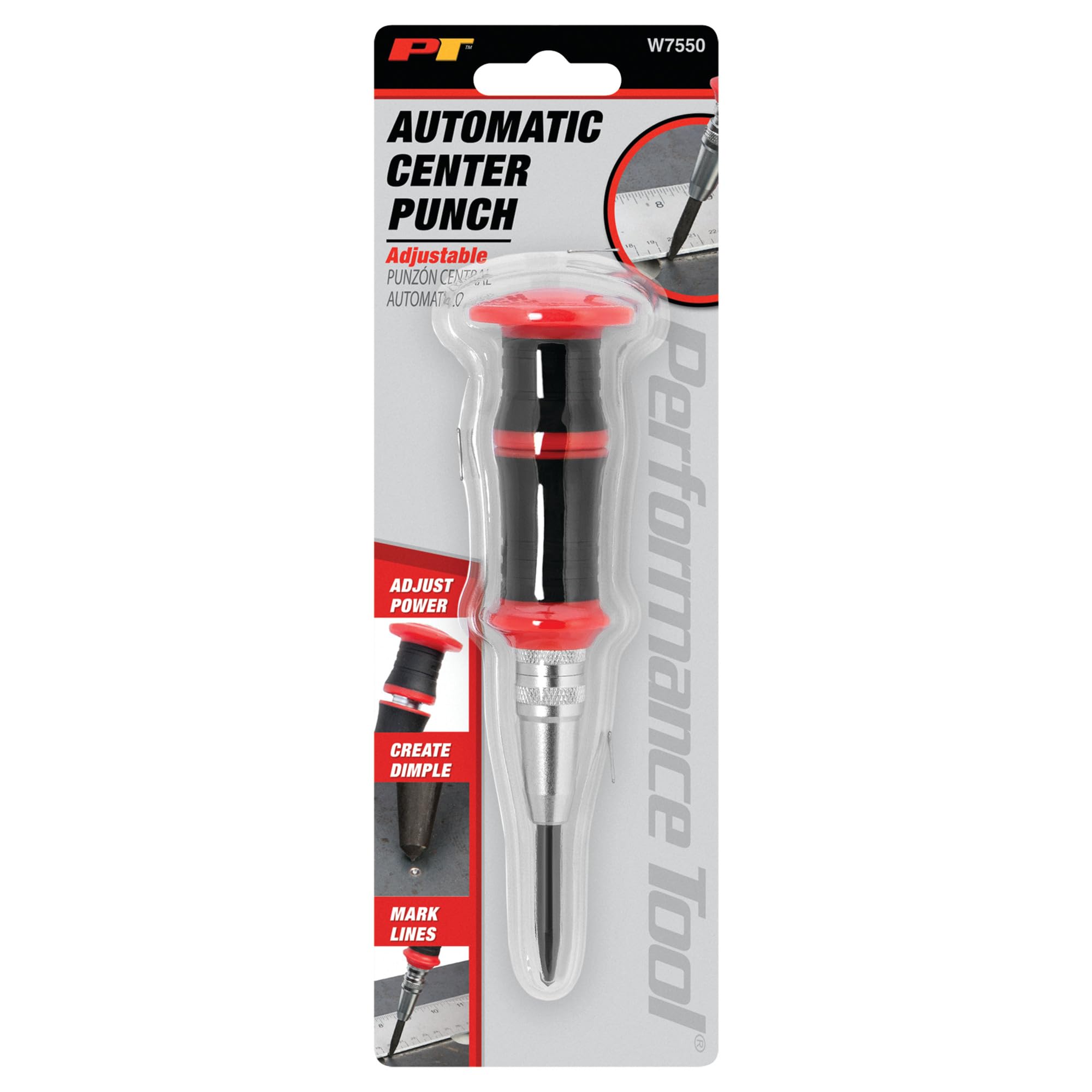 Performance Tool W7550 Poinçon Central Automatique HD - Outil précis et Durable pour marquer et poinçonner des matériaux, Noir