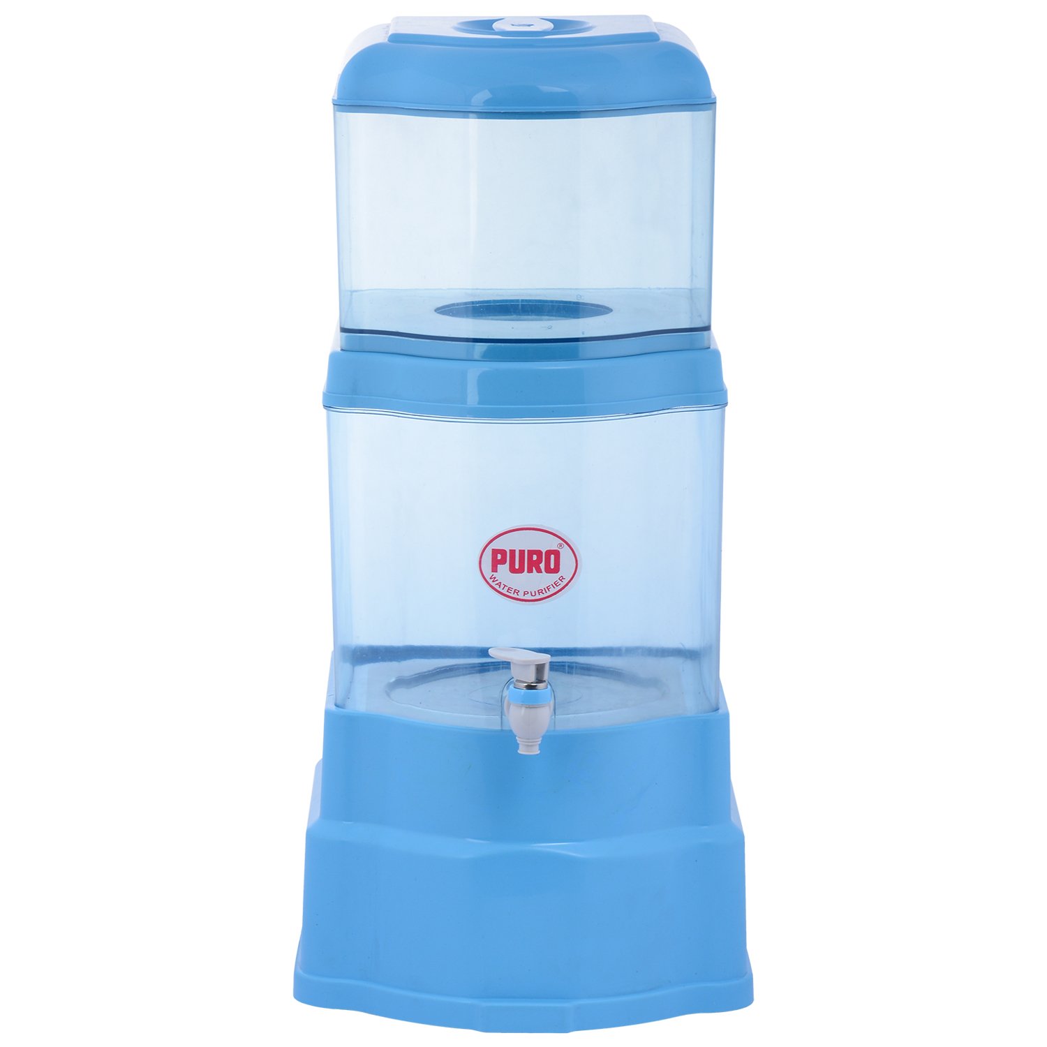 PURO Sky Blue Colored Mineral Pot 20 LTR. Deluxe Water Filter