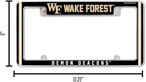 Miniatura 302 de Rico Industries NCAA Classic 12" x 6" Chrome All Over Automotive License Plate Frame for Car/Truck/SUV