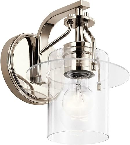 Kichler Everett 9.25 Inch 1 Light Wall Sconce with Clear Glass in Polished Nicke