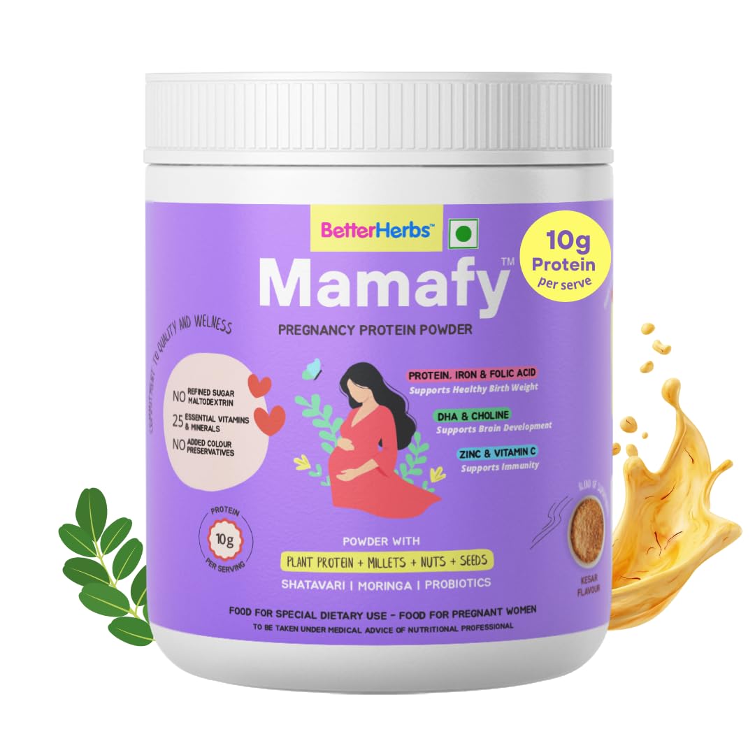 Mamafy Mother's Nutritional Protein Powder Kesar 325g | For Pregnancy with 10g Protein per serve and 25 Vital Nutrients to Support Healthy Birth Weight and Brain Development | No Refined Sugar-image-18