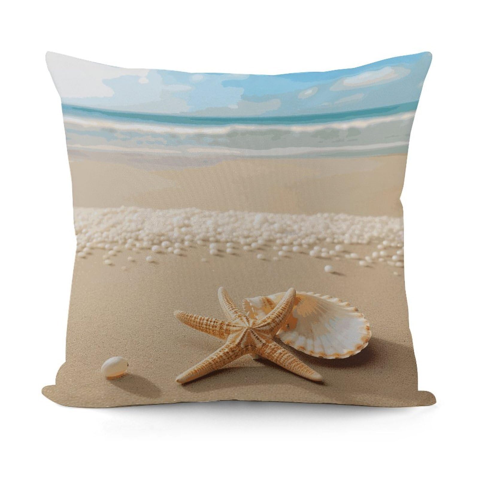 Adfgyerh Style Starfish Shell And Beach Decorative Pillow Covers, Throw Pillow Covers Soft For All Seasons, Pillowcases For Couch Living Room Sofa Bedroom 18X18 Inch