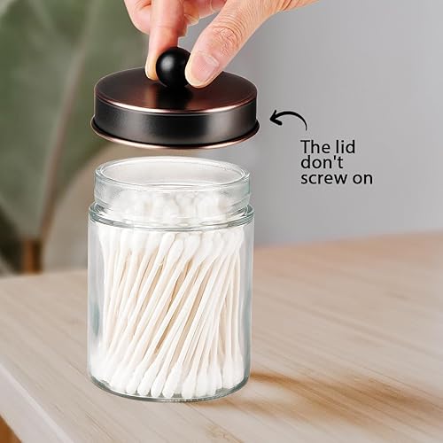 Miniatura 5 de Amolliar 4 Pcs Frascos de Boticario Organizador de Almacenamiento de Tocador de Baño - Recipiente de Encimera y Tapas de Acero Inoxidable y Lindas