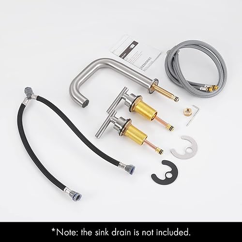 Miniatura 5 de KES L4317LFF12-BN - Grifo de baño de 8 pulgadas con 3 agujeros, moderno, latón con mangueras de suministro, níquel cepillado, drenaje de fregadero