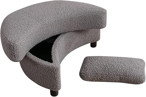 Miniatura 4 de Banco otomano de media luna creciente banco de almacenamiento tapizado de 327 pulgadas de ancho banco de vestidor con bandeja sirve como mesa