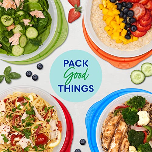 Easylunchboxes® - Salad To-Go Containers - Reusable Bowl With Built-In, Leak-Proof Dressing Cup For Salad, Pasta, Cereal, Rice & More - Great For Work, Travel, & Meal Prep, Set Of 4 (Classic) #TOP5