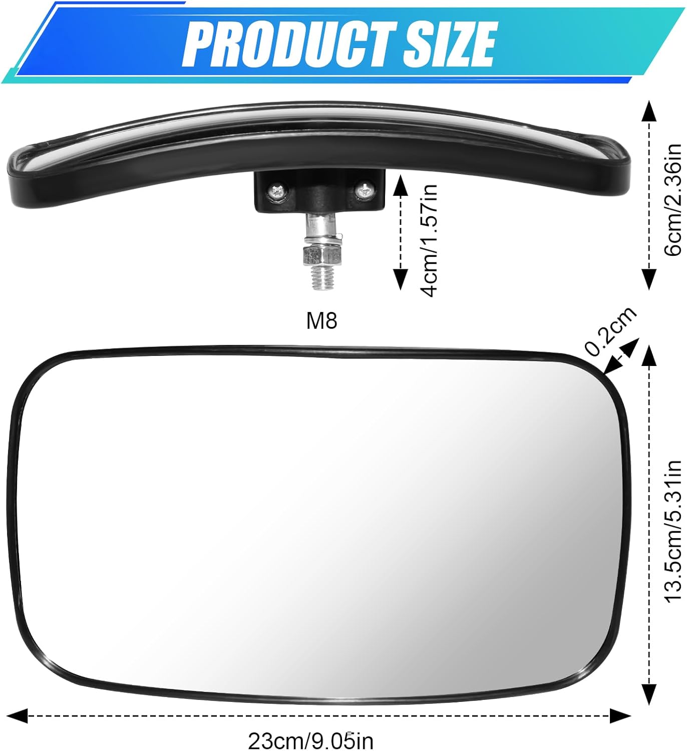 Universal Forklift Mirror - 8.2x4.8" Square HD Wide-Angle Convex Mirror - 1 Pair