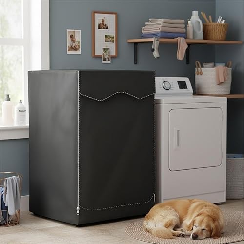 Miniatura 8 de MBOOM Funda impermeable para lavadora y secadora, 600D Oxford resistente al polvo, carga frontal, ajuste universal 27 pulgadas de ancho x 33
