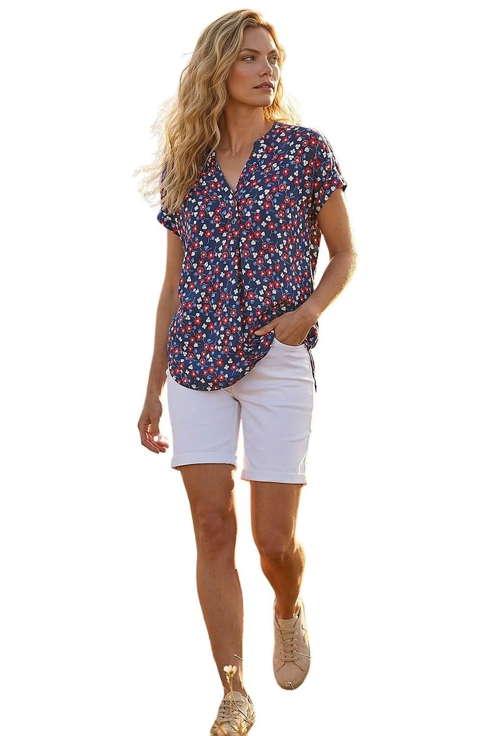 Roman Short Sleeve Shirt for Women UK Ladies Tunic Top Summer Blouse Casual Smat T-Shirt Spring Work Cocktail Party Going Out Special Occassion Holiday V-Neck