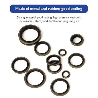 150Pcs Metal Bonded Seal Washer Assortment Kit Bonded Washer 8 Sizes M6, M8, M10, M12, M14, M16, M18, M20