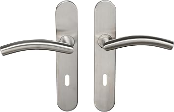 Bricard Tempo Classic 66472 Door Handles Stainless Steel on Plate Bedroom Internal Door with Key