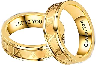 Customize Hand Made Stainless Steel Couples Ring Roman Numerals Ring Titanium Engraved Promise Rings