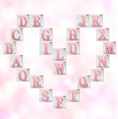 Miniatura 7 de Aocean Letras de madera rosa de 6 pulgadas, letras de madera sin terminar para decoración de pared, letras decorativas de pie en rodajas, tablero