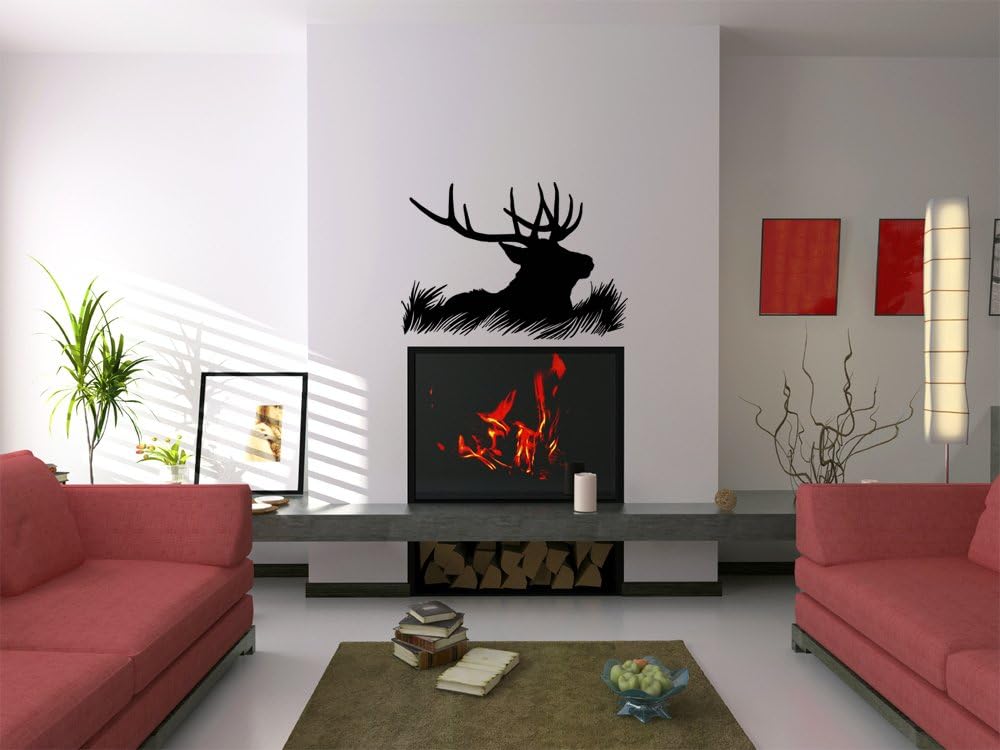Elk Deer Head Silhouette Hunting Vinyl Wall Decal Sticker Art, Home Decor, Mural