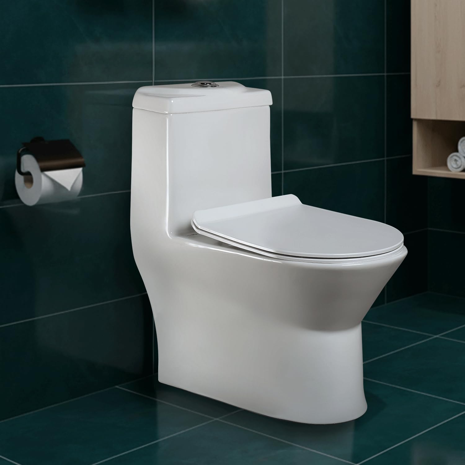 Hindware Italian Collection Studio Commode for Bathroom |S-300 Trap |Made of Ceramic |12-year Manufacturer Warranty |3D Syphonic Flushing |Rimless |Duroplast/UF Seat Cover |Soft Close |One-Piece EWC-image-3