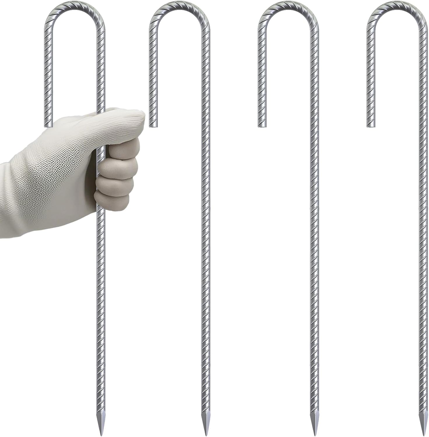 VVOKGO 12-Inch Galvanized J Hook Tent Stakes – Heavy Duty 4-Pack