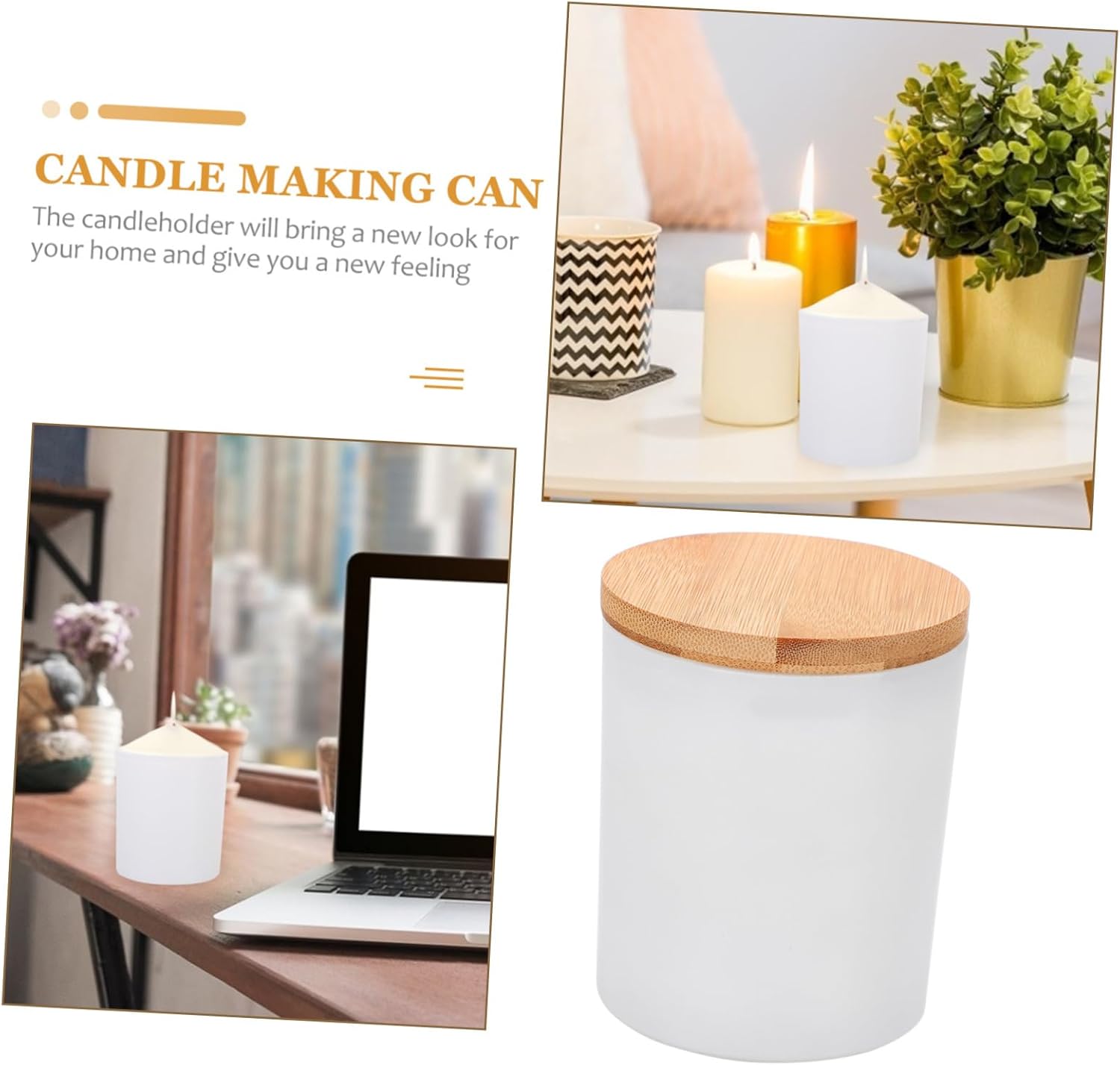 Uonlytech 4sets Aromatherapy Scented Candle Tin Glass Candle Making Supplies Tin Containers Lids