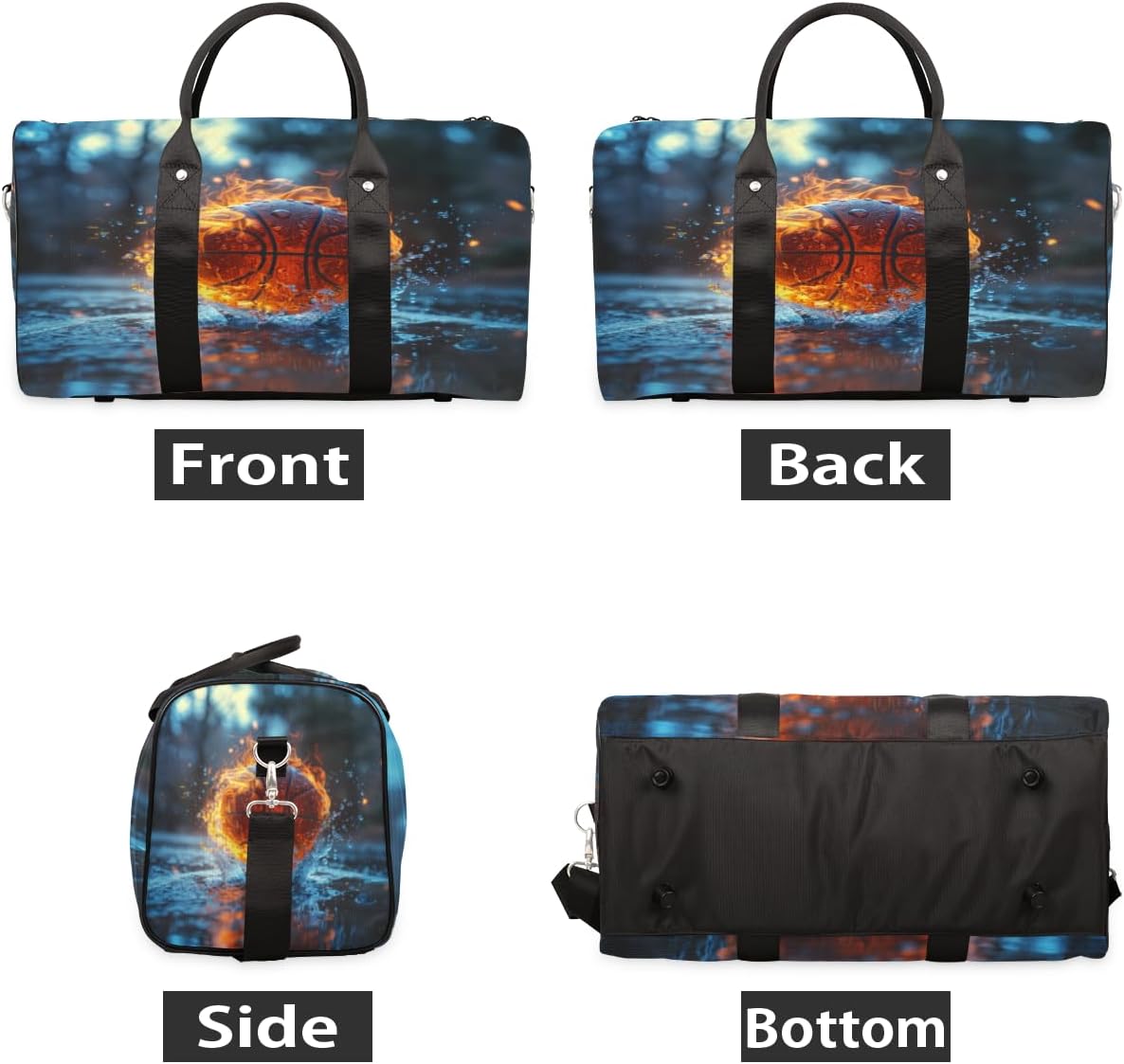 Basketball Travel Duffel Bag for Women Men Large Capacity Overnight Weekender Bags for Lightweight Waterproof Sport Gym Bag for Workout Yoga Swim