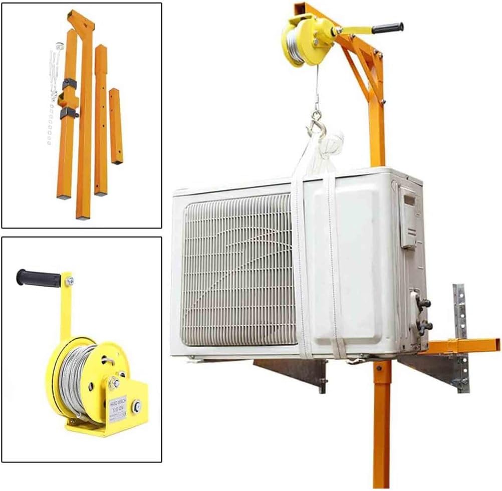 Heavy Duty AC Lifting Tool - 660 lbs Capacity 50FT Reach for Easy Outdoor Air Conditioner Installation & Maintenance Includes Manual Winch for Efficient Use