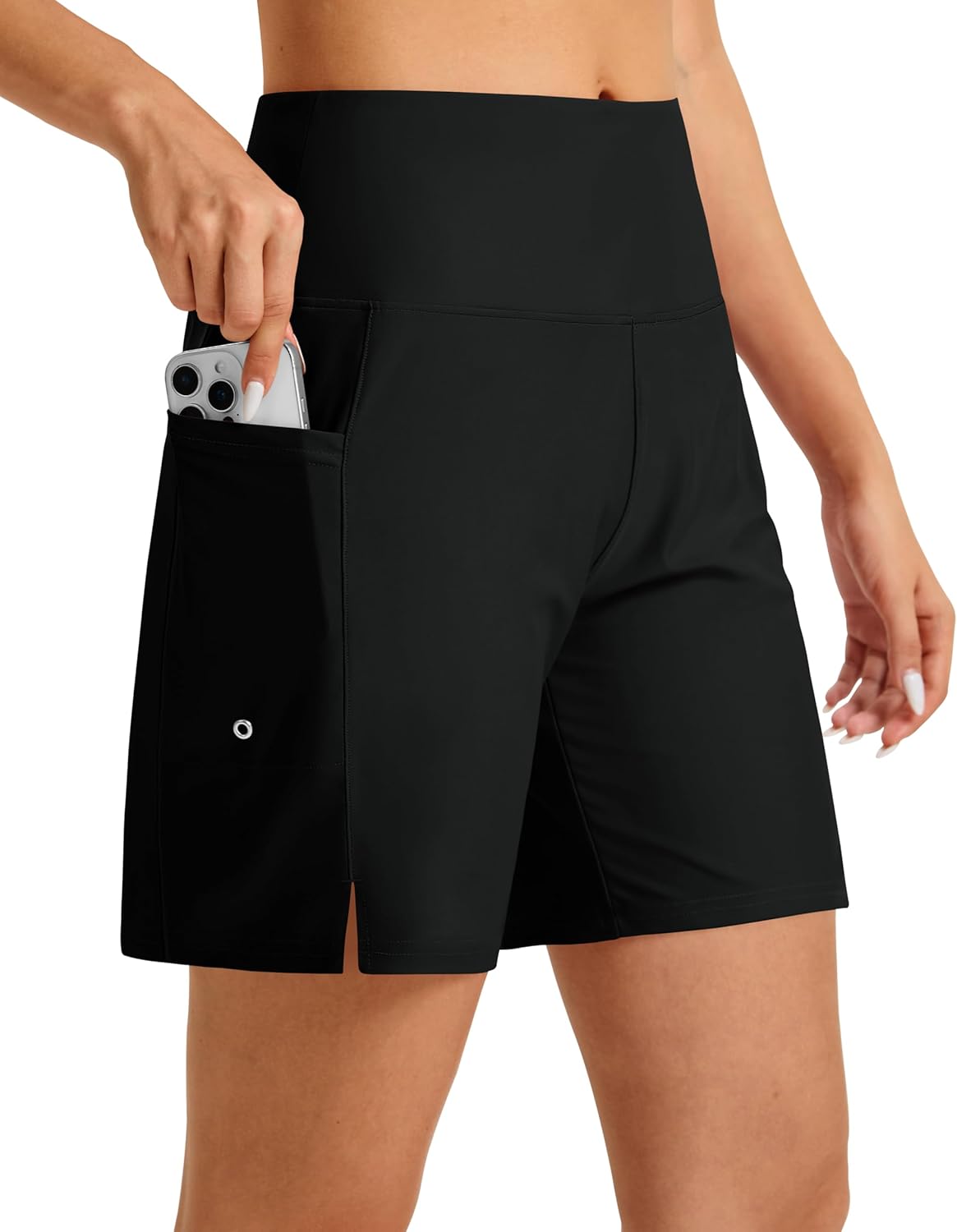 Women's 7" High Waisted Swim Board Shorts Quick Dry Beach Swimsuit Bottom Shorts for Women with Liner Pockets