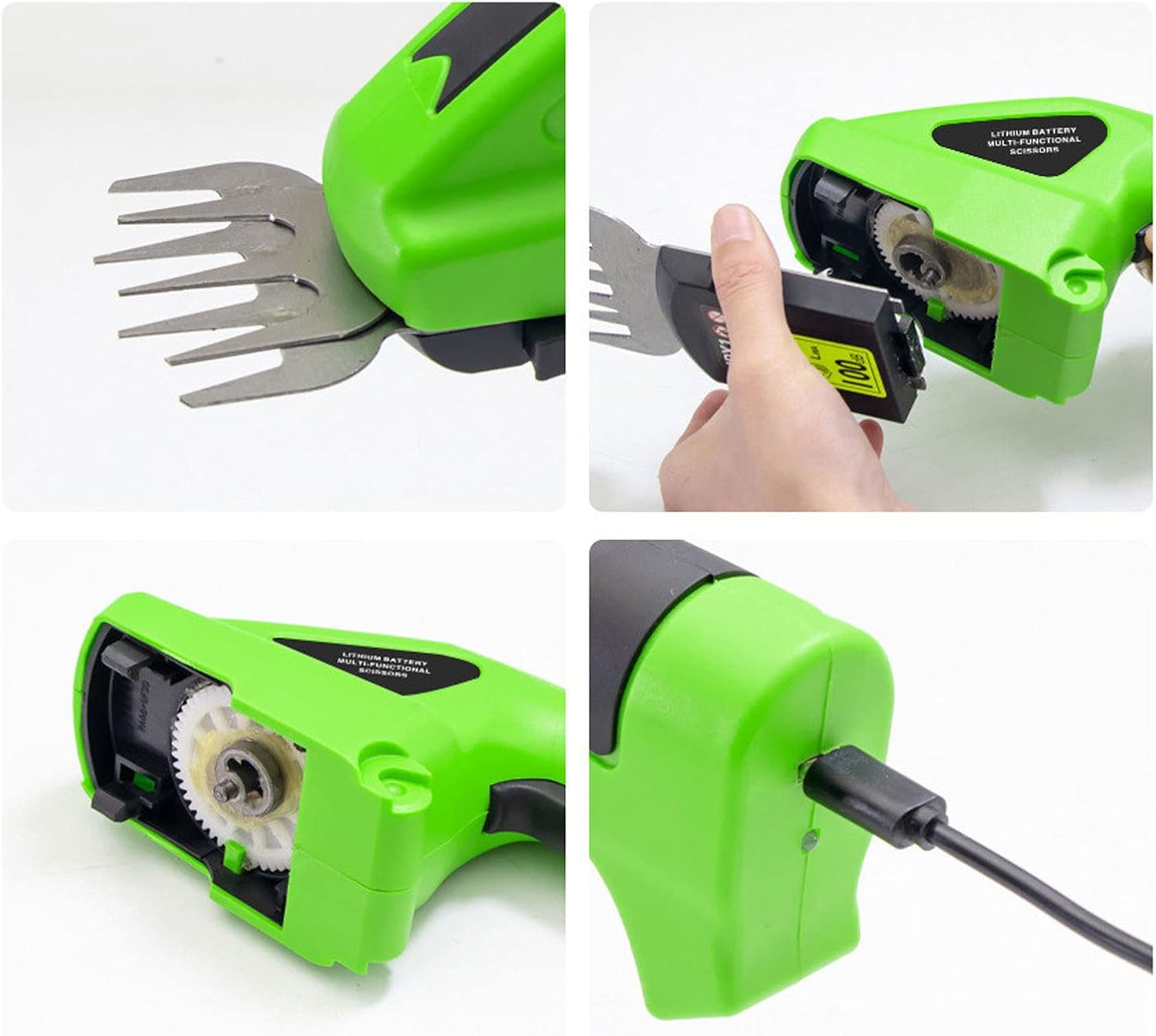 3.6V Cordless Hedge Trimmer & Grass Shear with 1300mAh Lithium-Ion Battery, Edging and Shrub Shear, 2 Interchangeable Blades