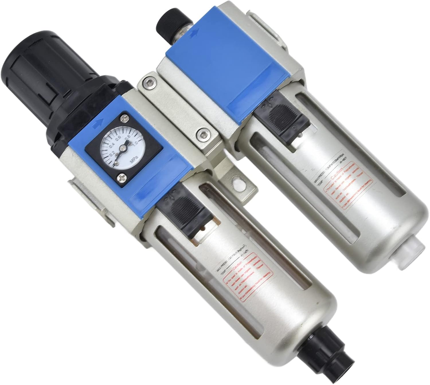 Compressed Air Flow Filter Regulator Combination Oil Water Separator, 1.5 Mpa Proof Pressure,Pressure Regulator,Lubricator, Metal Bracket, 215 psi Gauge(GFC300-10)