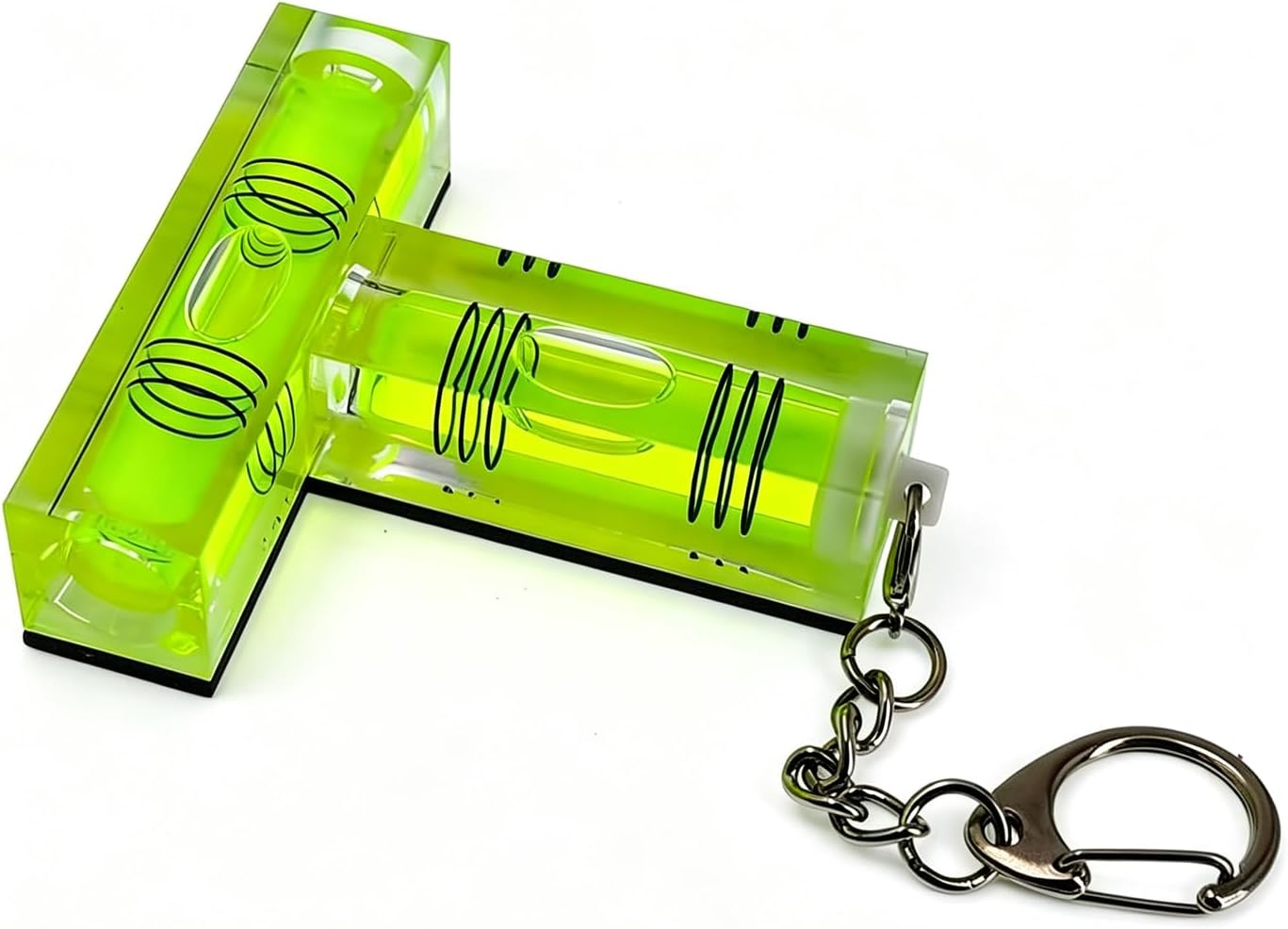 Keychain hanging chain T-shaped mini level platform with magnetic function for bidirectional level bubbles (55x44x17mm)