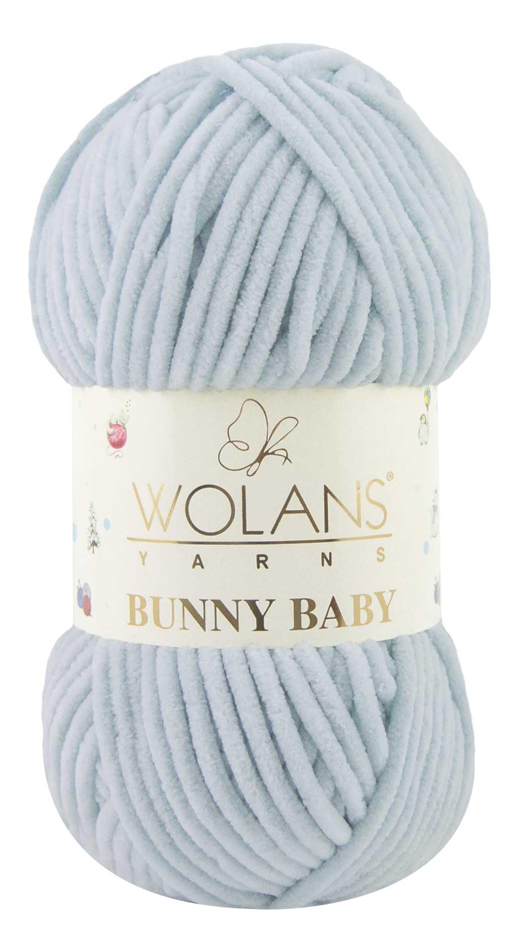 Wolans Bunny Baby Chenille Style Yarn Wool 70 Colours Available 100g Balls (Cool Blue Col 49)
