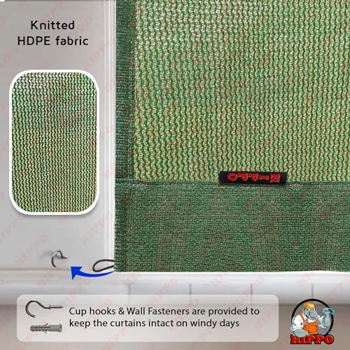 Image of HIPPO 160 GSM Outdoor Sun Blocking Balcony Loop Curtains Sun & UV Protection, Light Filtering 3FTX9FT Long Door Curtain (Camouflage-Green)