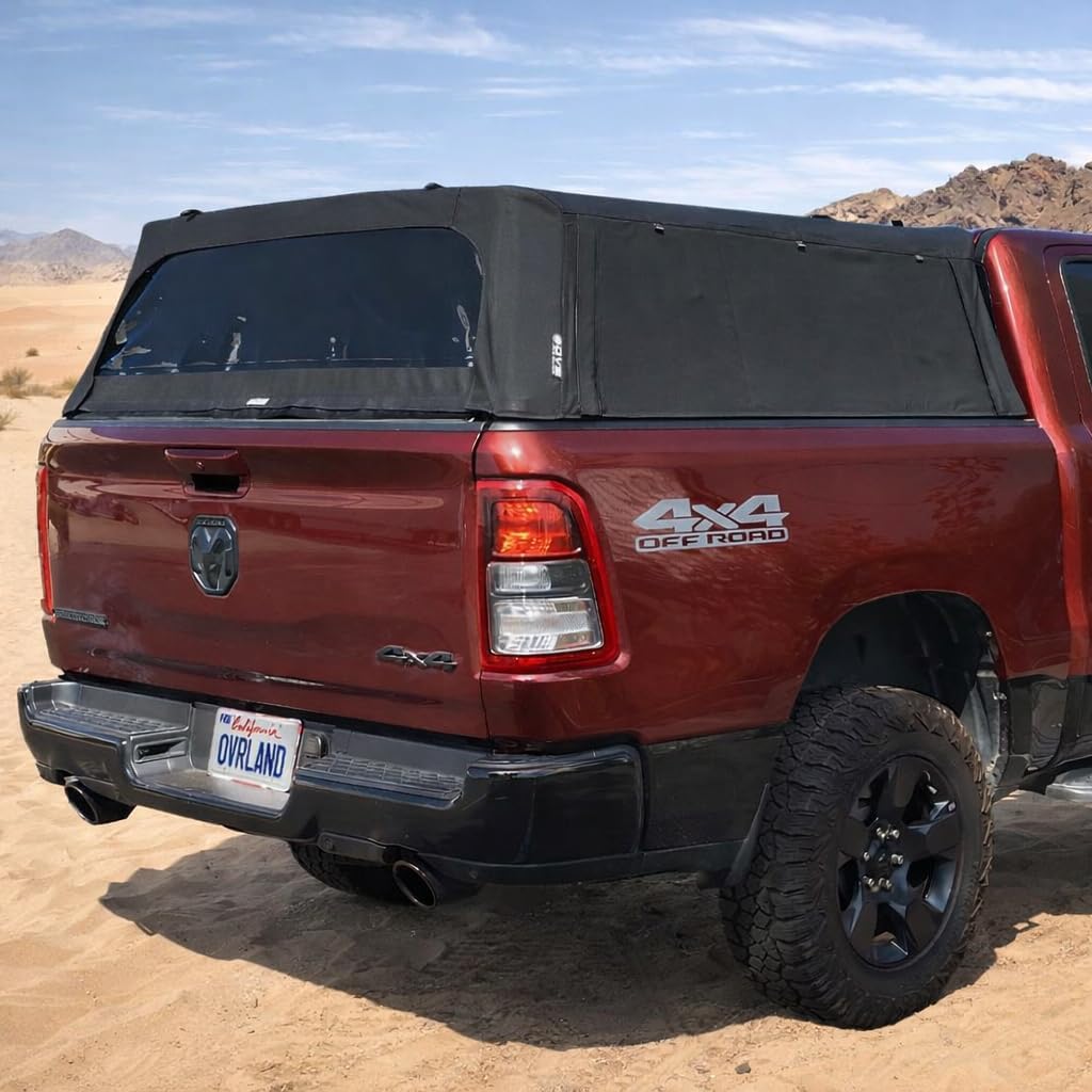 Overland Vehicle Systems Explorer Soft Shell - Black Diamond Canvas and Aluminum Frame Compatible with 2019-2026 Ram 1500 5.7ft Bed