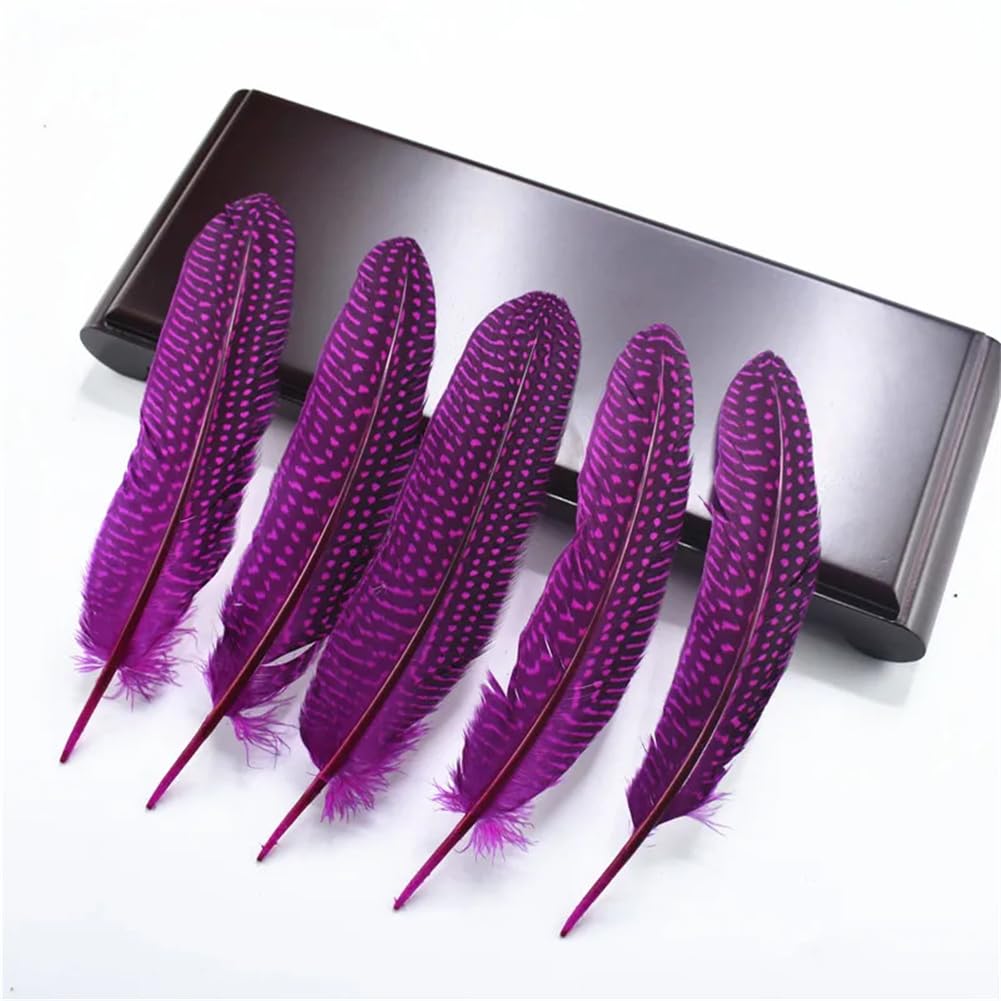 Natural Pheasant Feathers, Natural Spotted Pearl Chicken Pheasant Craft Feathers 5-7 inch Multicolor 100pcs(Rose)