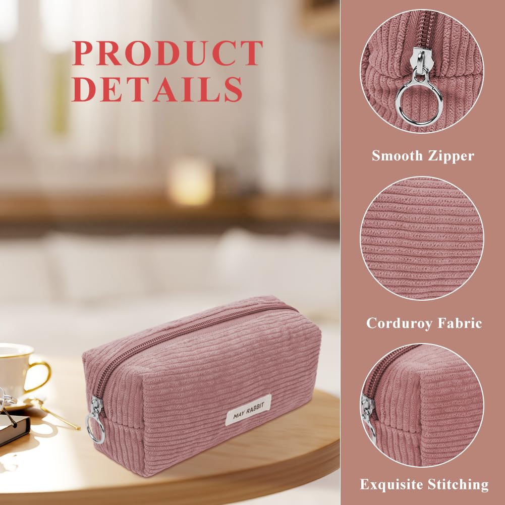 OFFCUP Pencil Case, Corduroy Pencil Pouch, Cute Stylish Simple Pen Bag with Practical Zip - Image 3