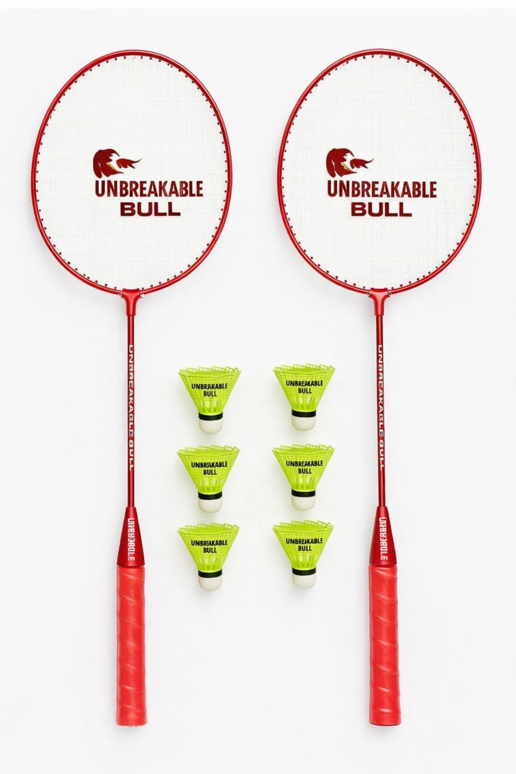 𝐔𝐍𝐁𝐑𝐄𝐀𝐊𝐀𝐁𝐋𝐄 𝐁𝐔𝐋𝐋 Lightweight Badminton Racket Pair with Shuttlecock Set 6 PC | Durable Badminton Bat for Kids, Adults & Beginners rd-image-11