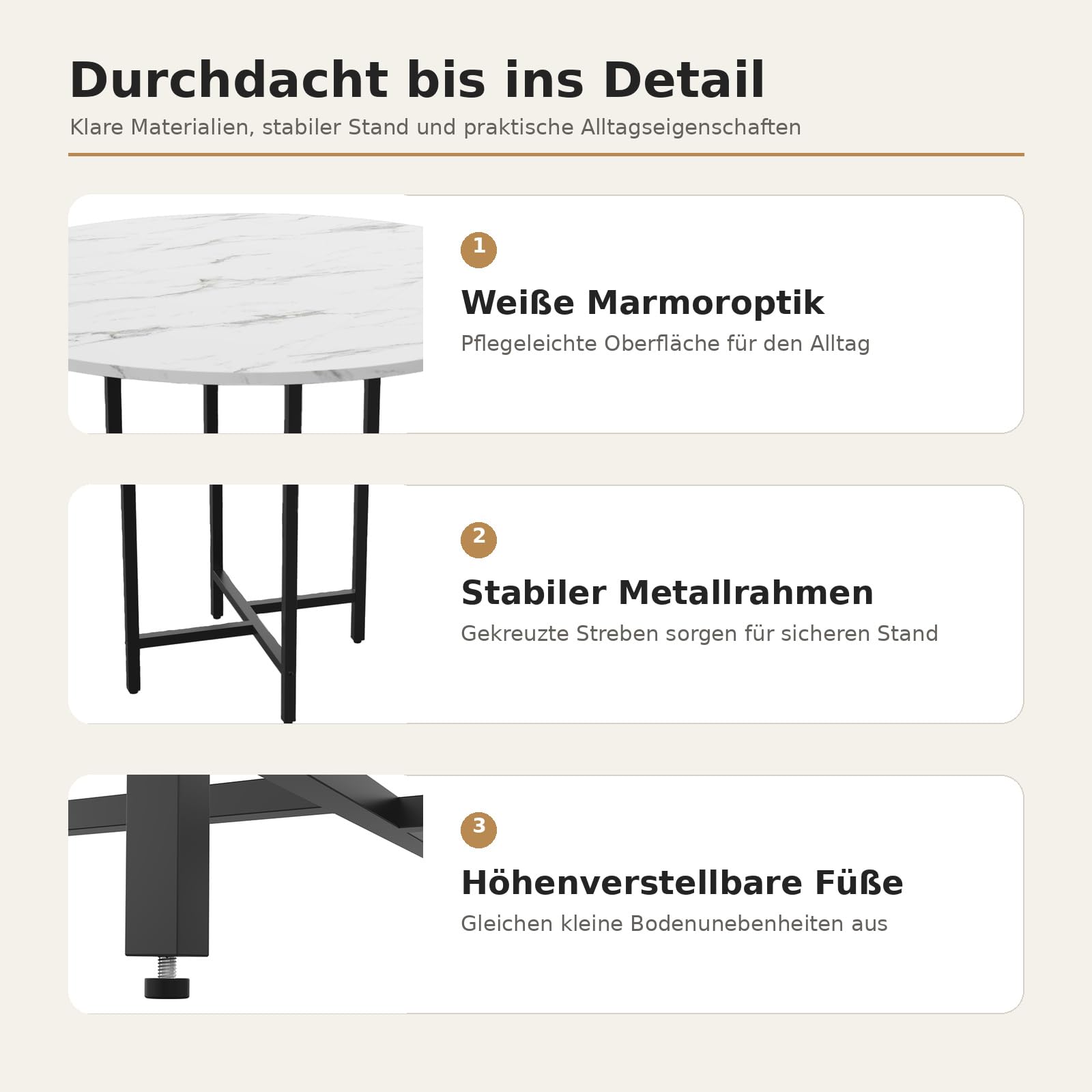 Tavolo da pranzo rotondo, diametro 120 cm, per 4-6 persone