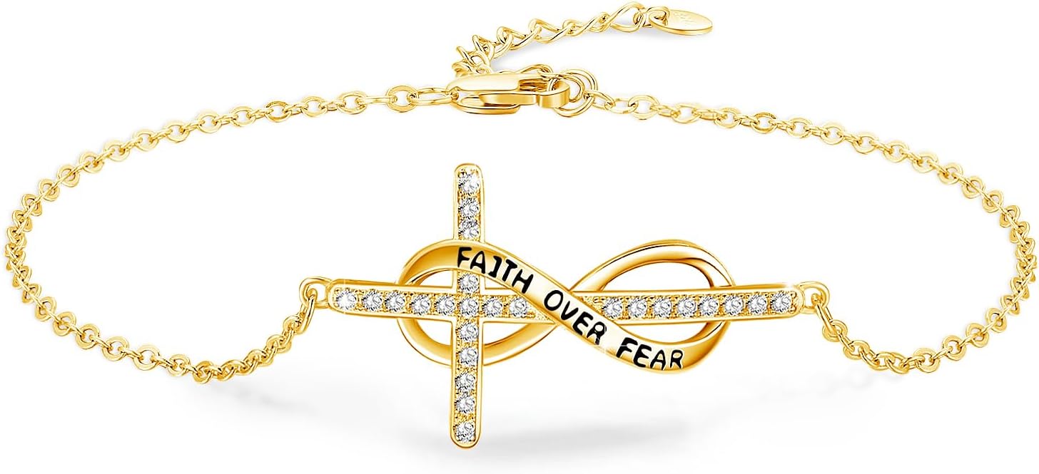 MEDWISE Infinity Anklet 925 Sterling Silver Adjustable Cross Anklet Summer Beach Jewelry Gifts for Daughter Women Wife Mom Valentines Day Gifts for Her