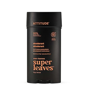 ATTITUDE Aluminum-Free Deodorant for Men, 95% Natural Origin Ingredients, EWG Verified, Plant Based Odor Control, With Baking Soda, 2.64 Oz