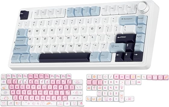 AULA Wireless Keyboard and Keycaps Combo, F75 Mechanical Keyboard Keycap Set