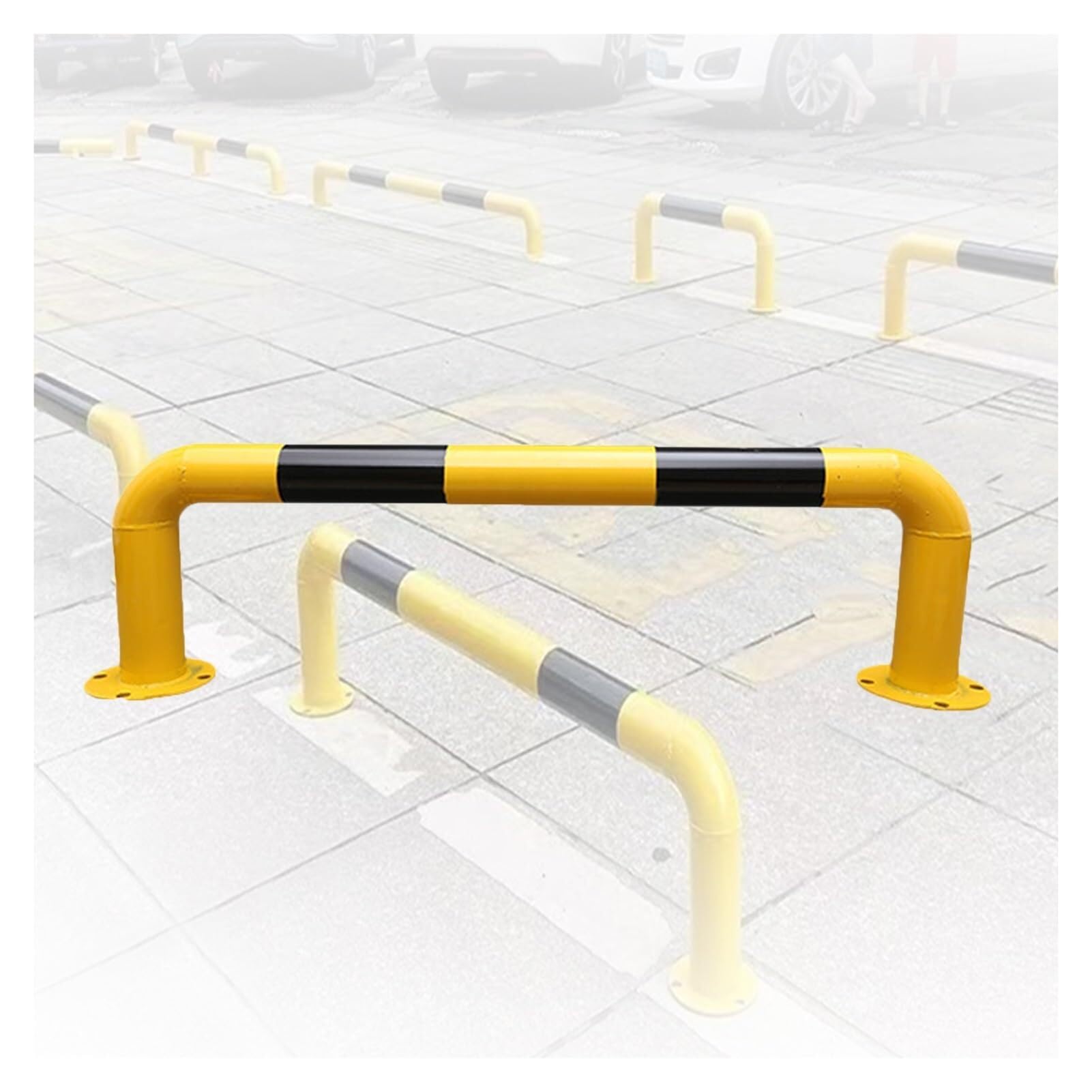 Poteaux de Protection pour allée et garage avec arceau en U noir et jaune 120 cm