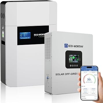 ECO-WORTHY Home Power Backup Station, 5120Wh 48V 100Ah Wall-Mount LiFePO4 Battery with Conduit Box, Bluetooth & WiFi + 5000W Solar Inverter Charger, Fast Charge, Home Backup & Solar System