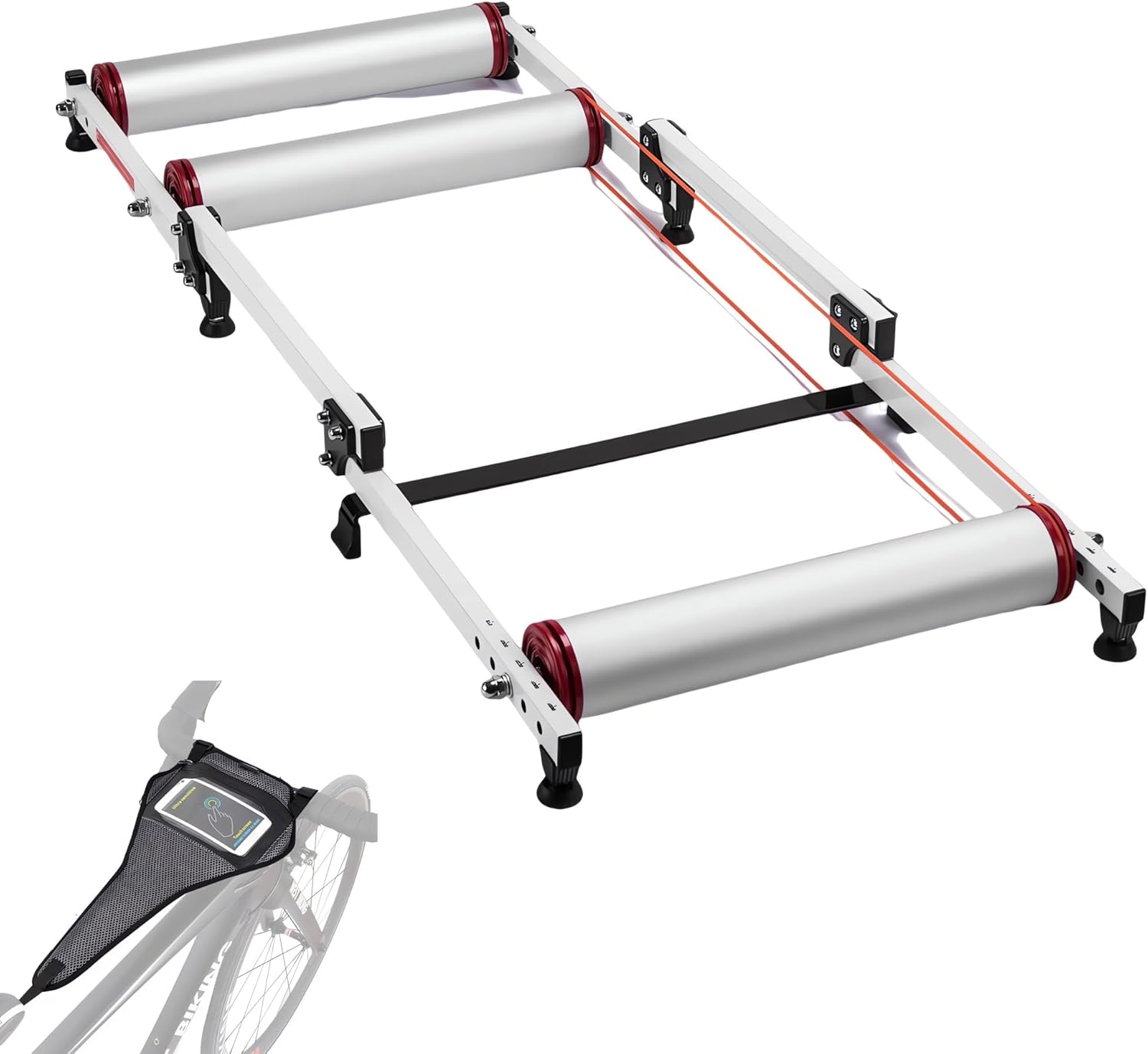 Bike Trainer, Adjustable Indoor Fitness, Roller Bike Trainer, Exercise Fitness Stationary Frame Include Sweat-Proof Net