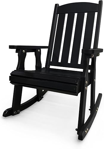 Mecedora de madera con cómoda inclinación del respaldo, respaldo alto y asiento contorneado profundo, madera de abeto maciza, resistente 600 libras, Mecedora de madera con cómoda inclinación del respaldo, respaldo alto y asiento contorneado profundo, madera de abeto maciza, resistente 600 libras,
