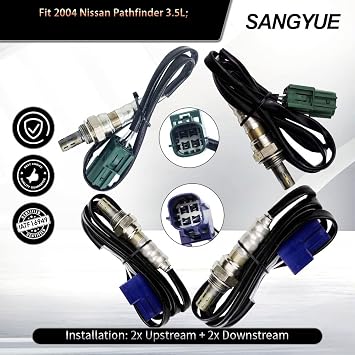 4 Oxygen Sensor 1 & 2 for Nissan Pathfinder 2004 3.5L Upstream + Downstream