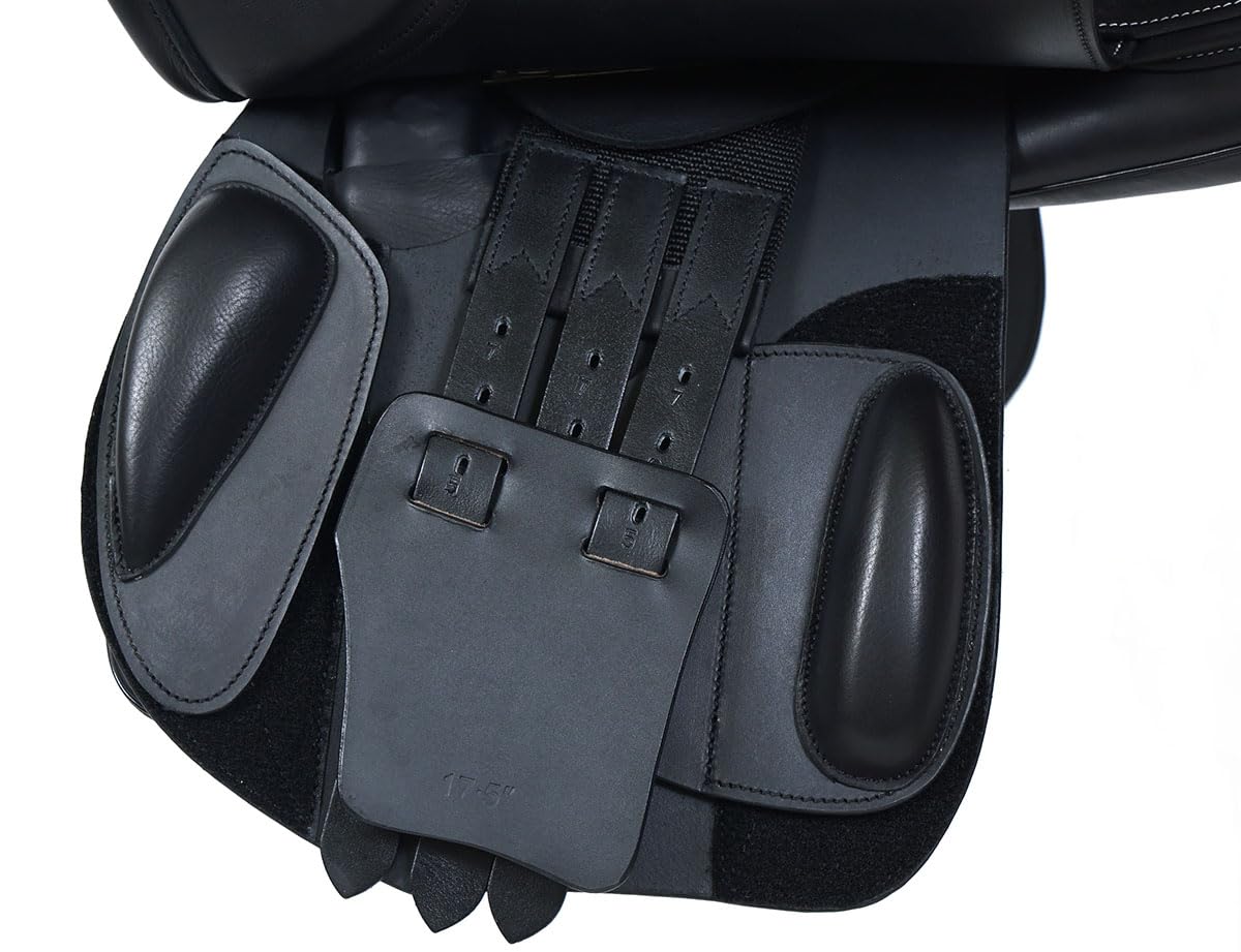 A&M Reitsport Selle Chelsea en cuir - Fer à tête interchangeable - Arbre Polyflex - Noir - Taille : 17,5"