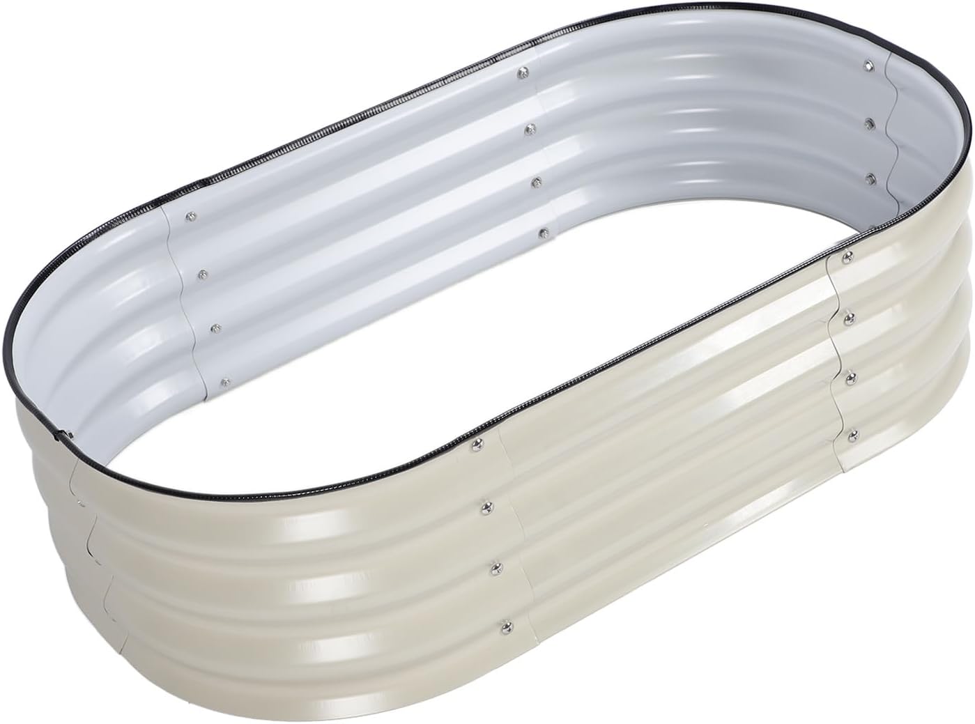 Raised Garden Bed Kit, Galvanized Heavy Duty Metal with Open Bottom Design, Screw and Nut Assembly for Gardening Flowers Vegetables (White)