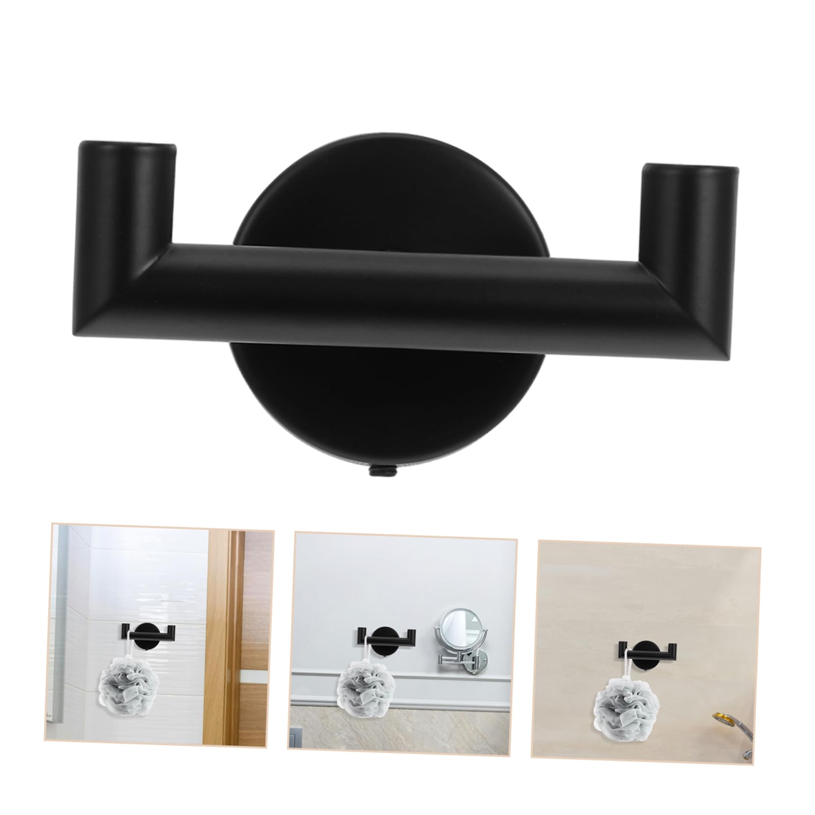 Holibanna 2piezas Ganchos Dobles Toalla Acero Inoxidable Ahorran Espacio Fácil Instalar Ducha Baño