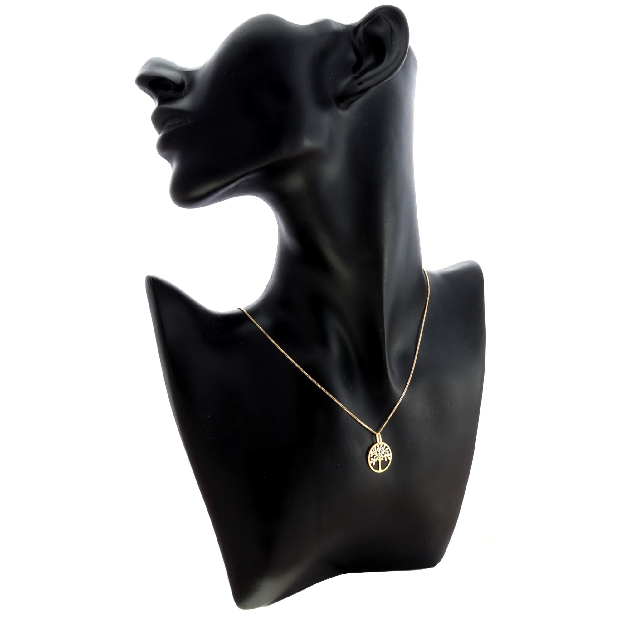 Collana con ciondolo a forma di albero della vita, in oro 9 carati, catenina da 45,7 cm e confezione regalo