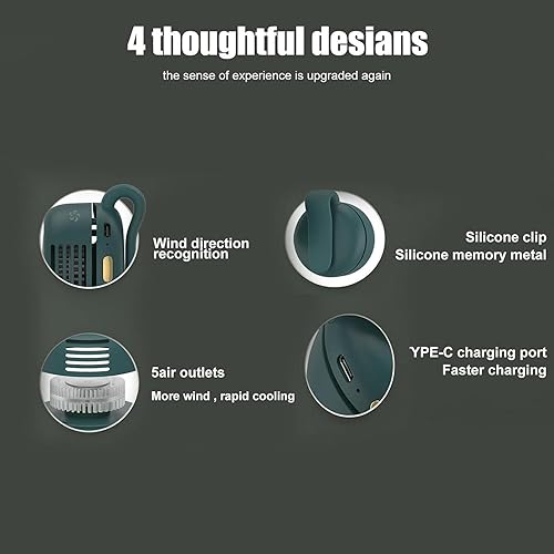 Miniatura 7 de Mini ventilador eléctrico portátil silencioso sin aspas, mini ventilador de torbellino para ventilador de clip de cintura, ventilador de cuello