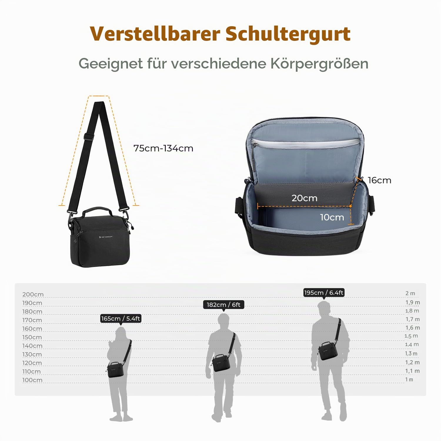 K&F CONCEPT Kamera-Rucksack Kameratasche, SLR-Taschen Umhängetasche, Camera Bag Liner-Tasche, Fototasche für Fotografen Geeignet für den täglichen Gebrauch
